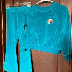 Teal Velour Set, girls size M (8)